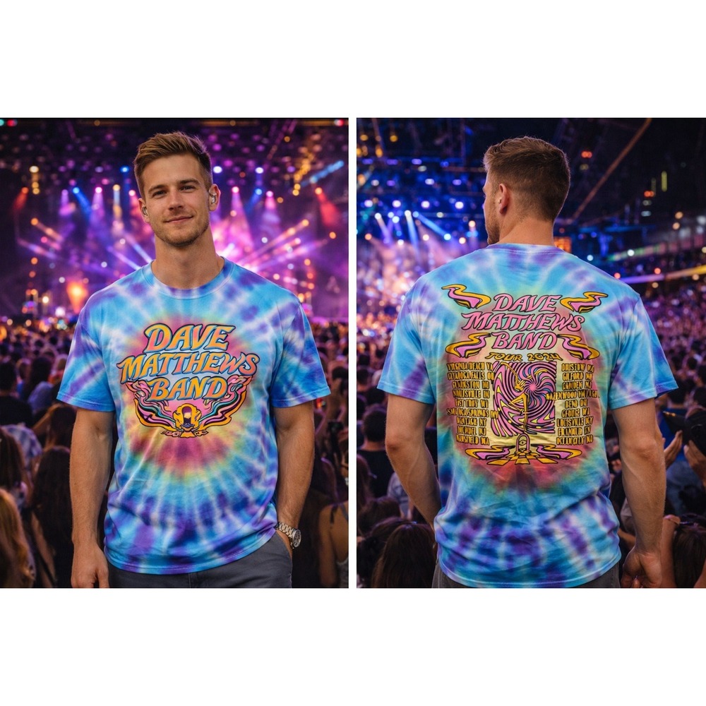 Dave Matthews Band 2024 Tour Tie‎ Dye T-Shirt Graphic Concert Y2K Size L